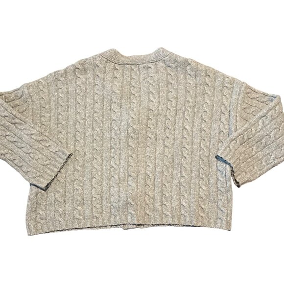 Abercrombie & Fitch Gray Cable Knit Cardigan Sweater M Wool Blend Cozy - Picture 6 of 6
